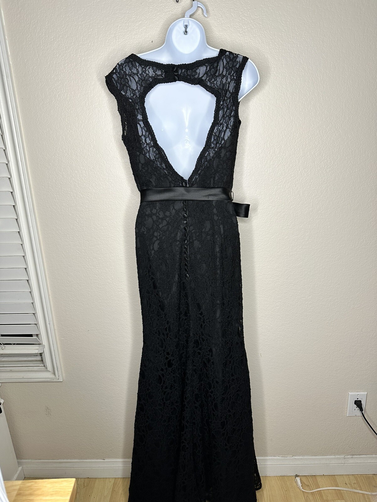 MORI LEE by MADELINE GARDNER black lace evening gown dress Bridesmaid 12 $225