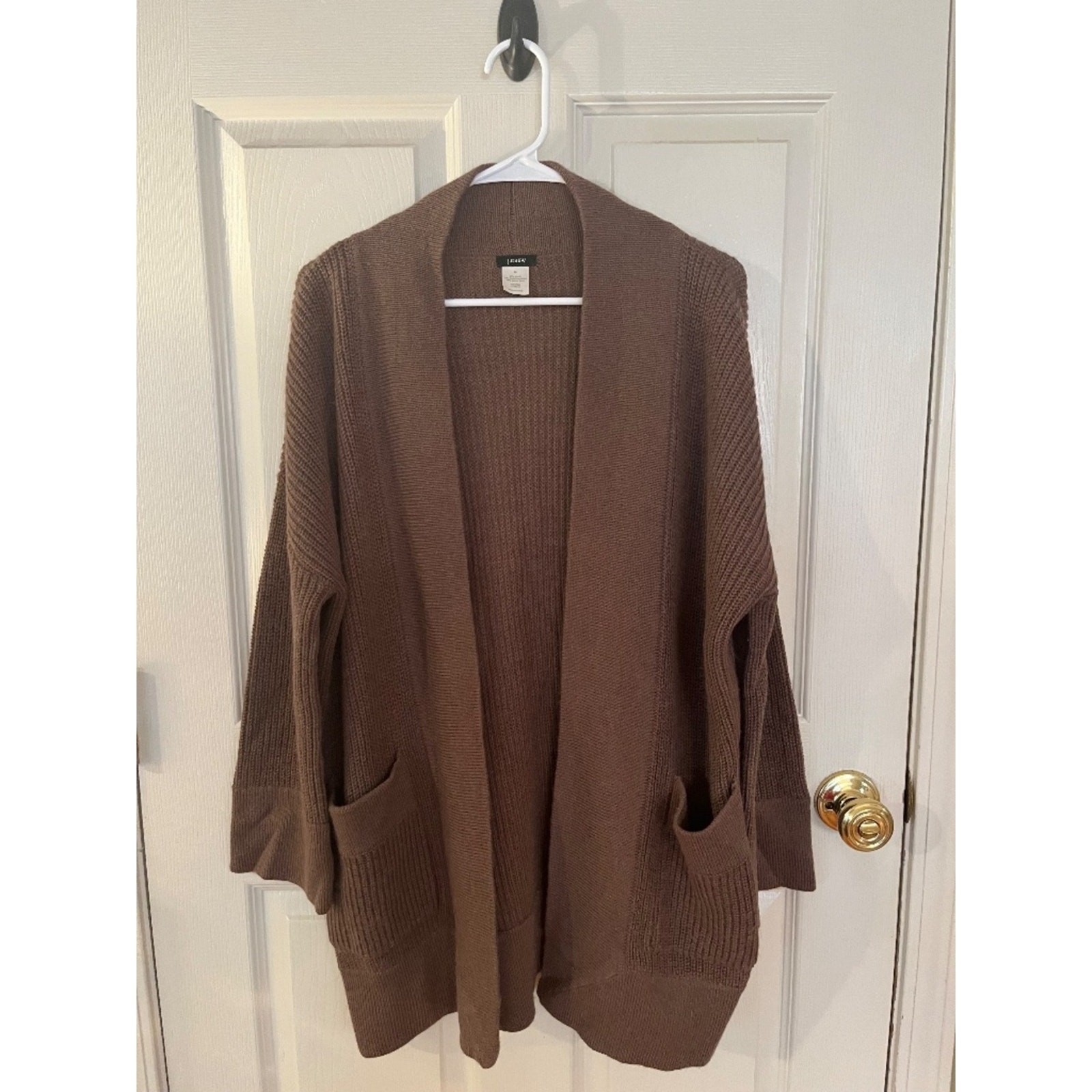 J.Crew Alpaca Merino Wool Blend Chunky Open Cardigan Brown Size M