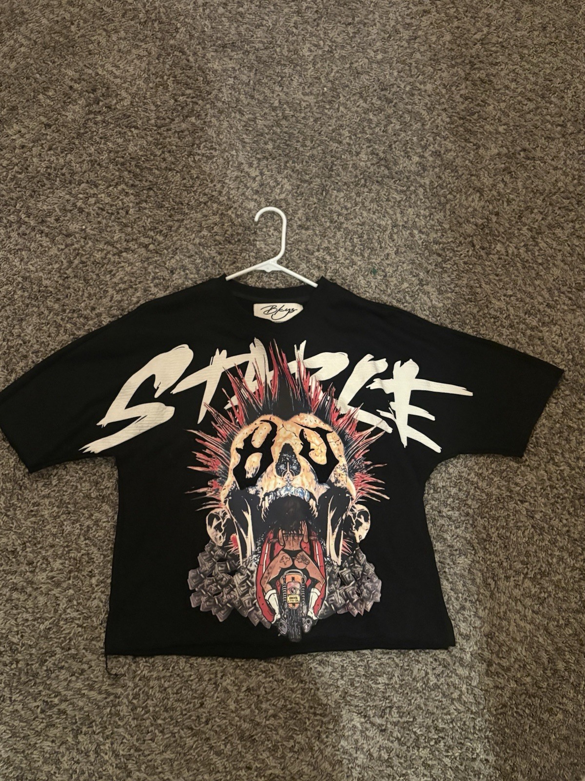 Bleys Black Double-Sided Skull Graphic Print Short Sleeve T-Shirt Unisex S