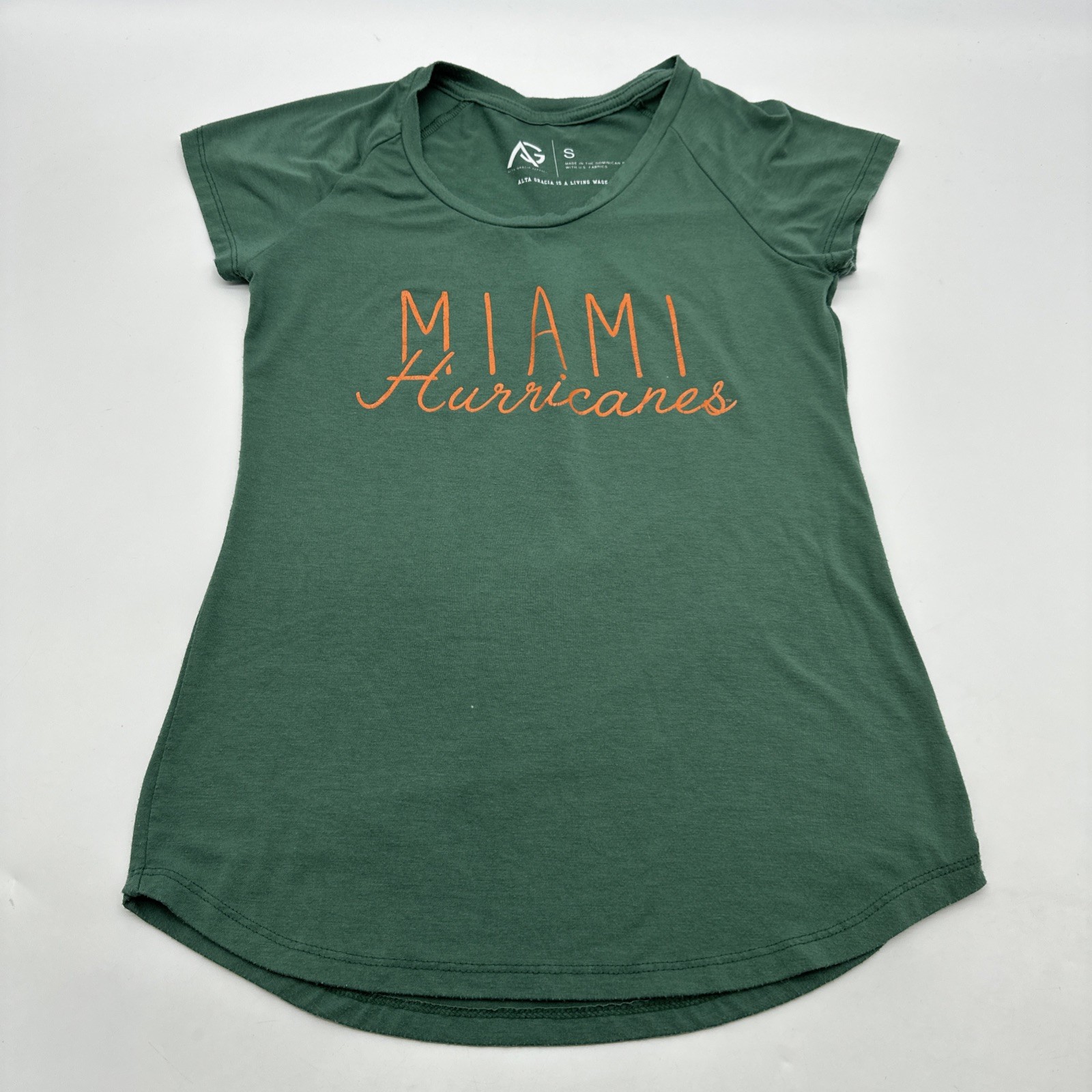 UM Alta Gracia Miami Hurricanes T-shirt Women S Green Logo.#36550