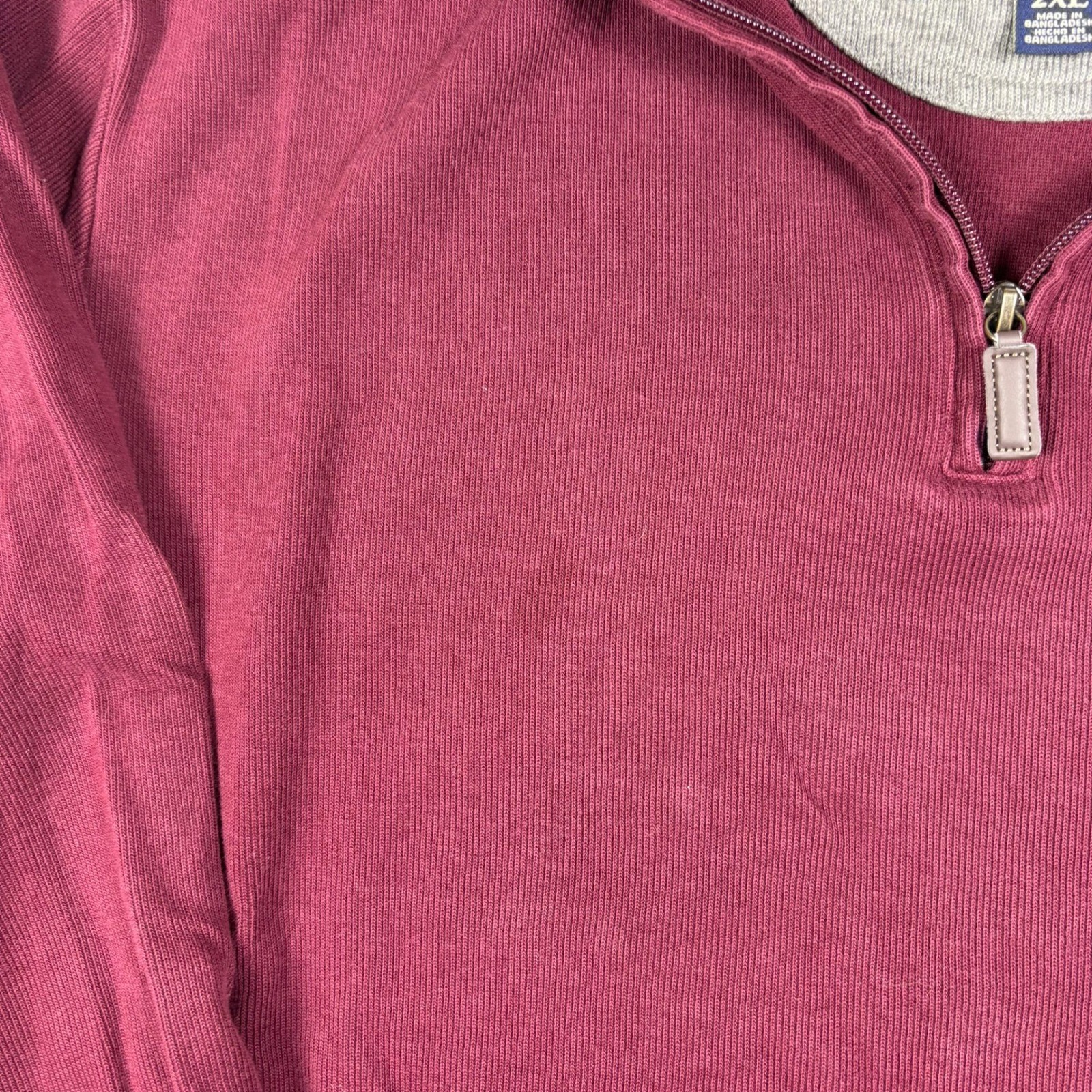 US Polo Assn Quarter Zip Pullover Sweater Mens 2XL Burgundy Ribbed Mock Neck
