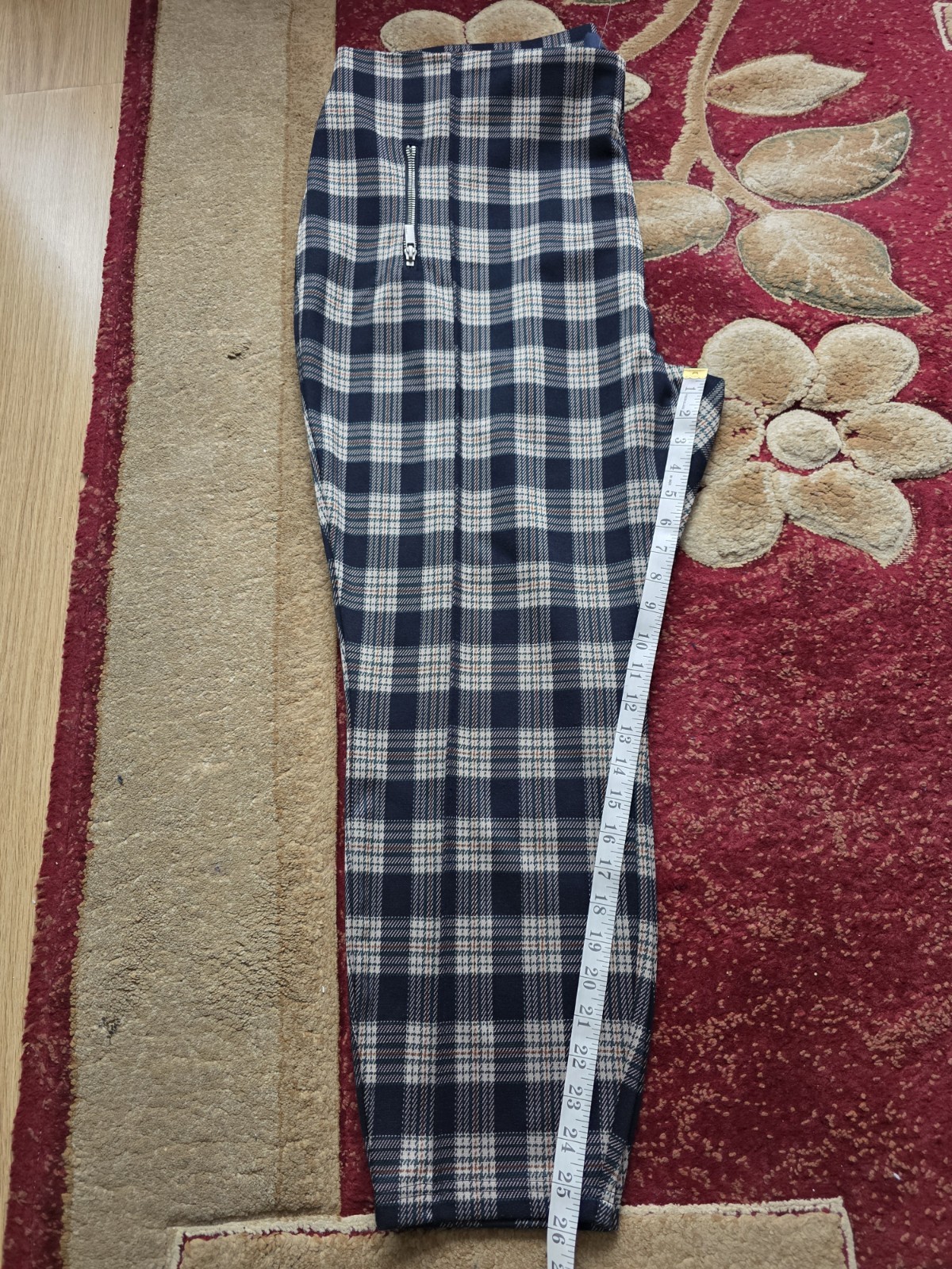 Next Women’s Checked Trousers Size 24R Blue Mix New with Tags