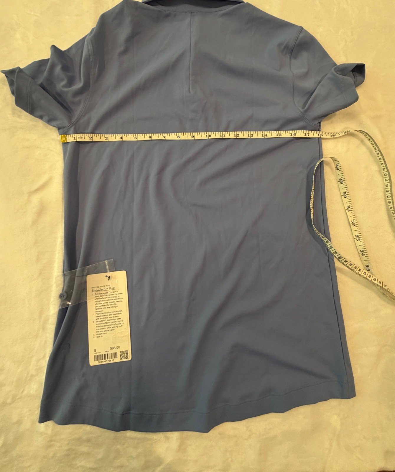Lululemon Mens ShowZero SlimFit Polo Shirt Sz Small PREB Blue