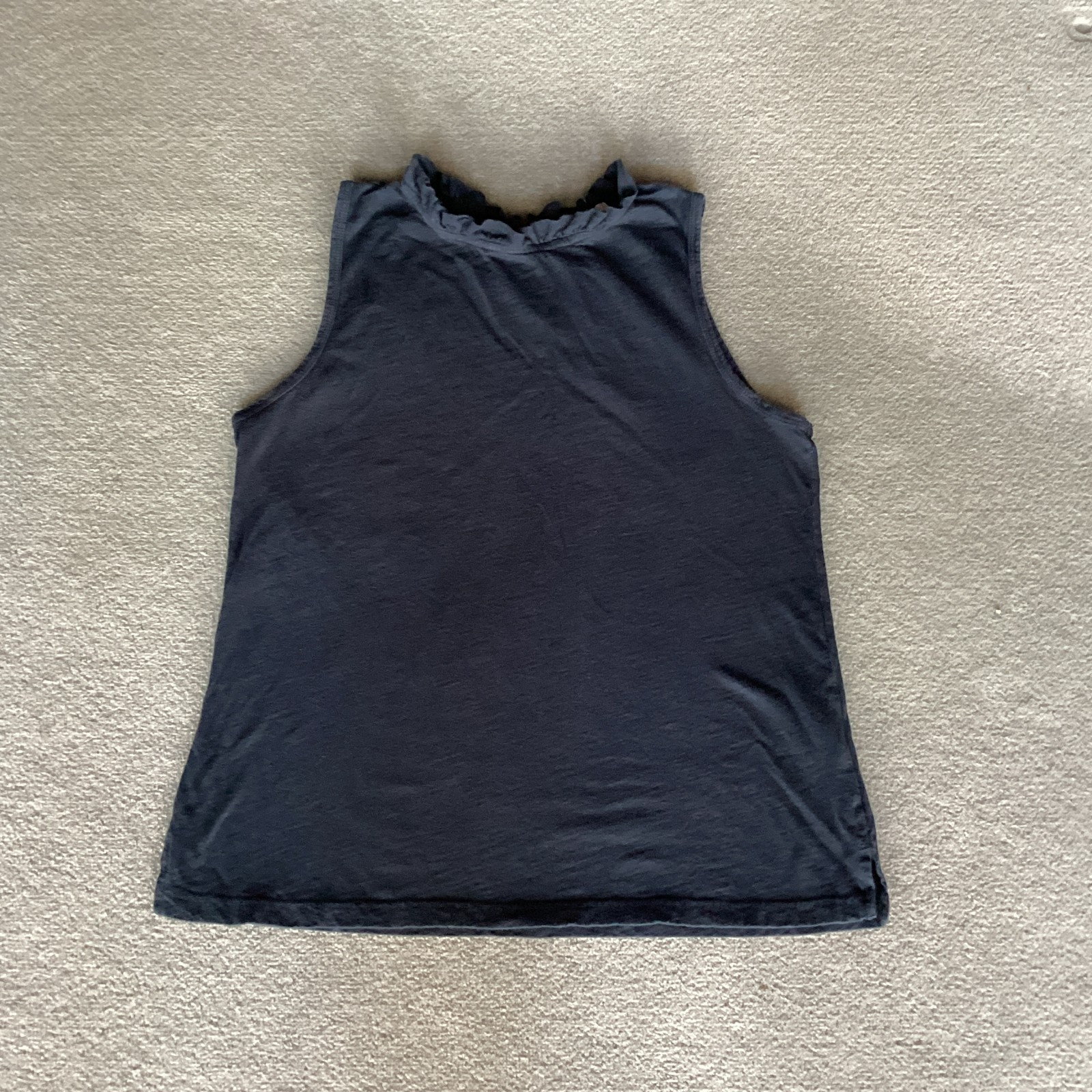 T. La Womans Size Medium Ruffle Collar Tank Top Black