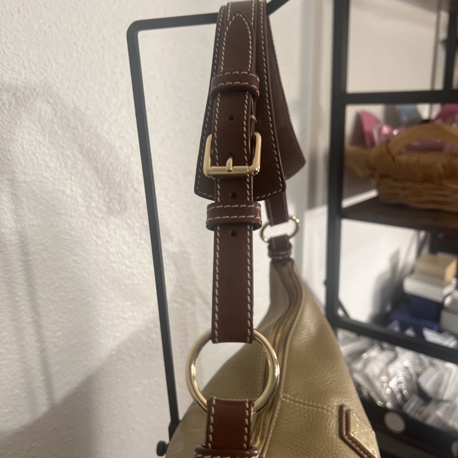 Dooney & Bourke Pebble All Weather Leather Hobo Shoulder Bag Taupe (Beige)