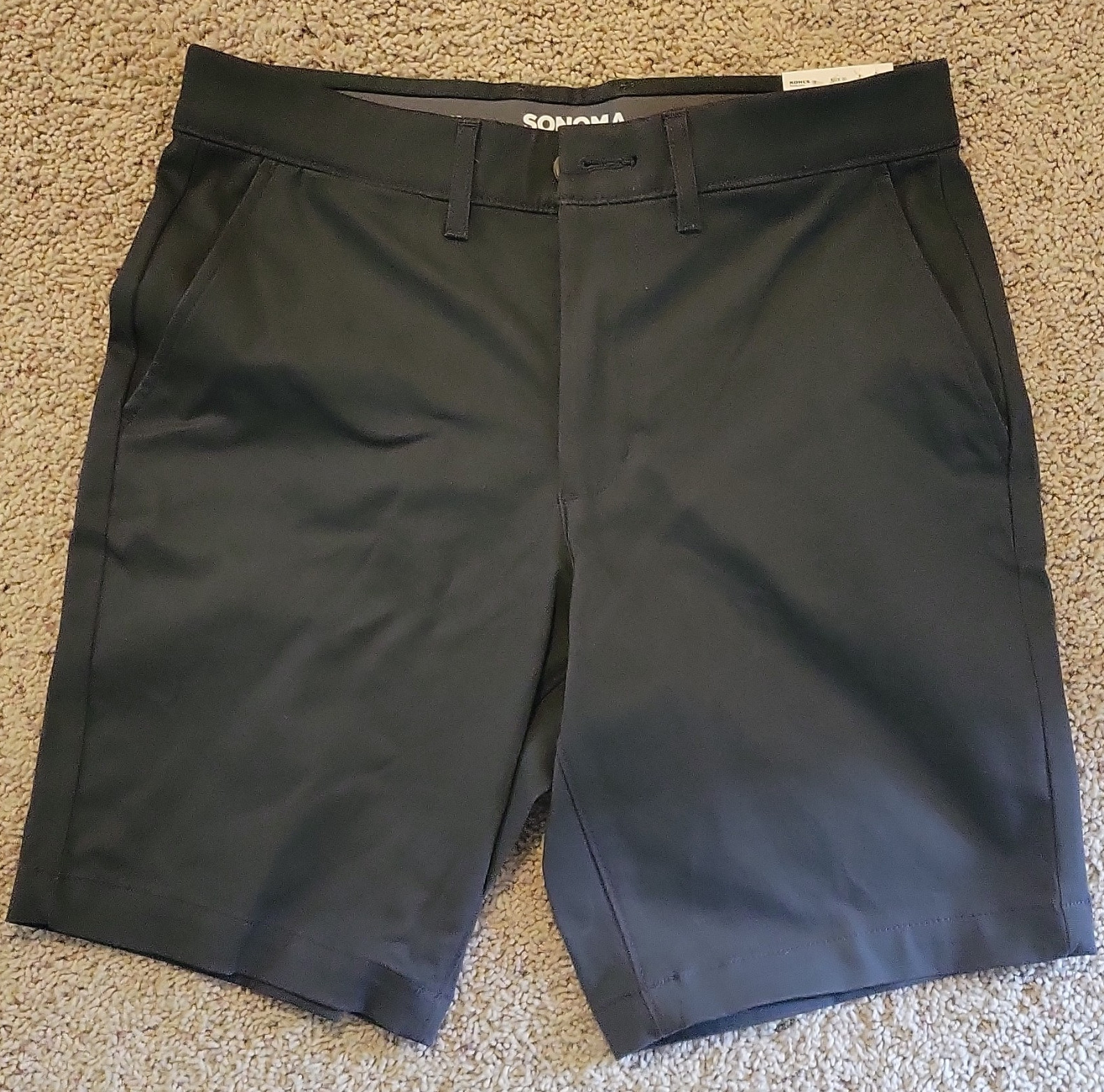 Sonoma Goods For Life Flexwear Stretch Flat Front Chino Shorts Black 9″