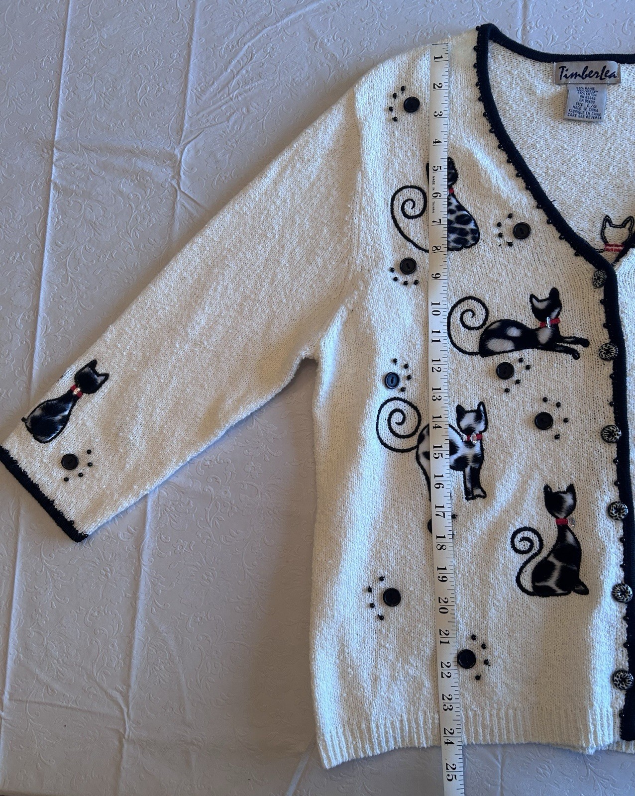 TimberLea Beaded Cat Cardigan Sweater (Women) — CUTE And Well Made! NWT