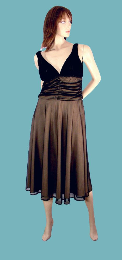 New JS BOUTIQUE Black & Beige Prom Cocktail Party Formal Dress-Sheer Overlay – 4