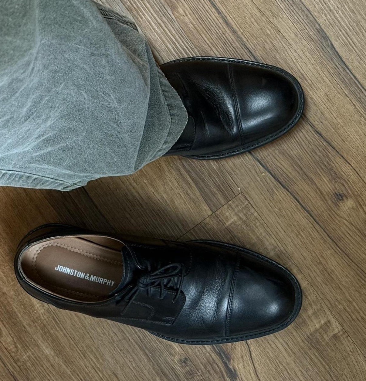 Johnston & Murphy Men’s Black Leather Cap Toe Oxford Lace-Up 9.5M 20-1861