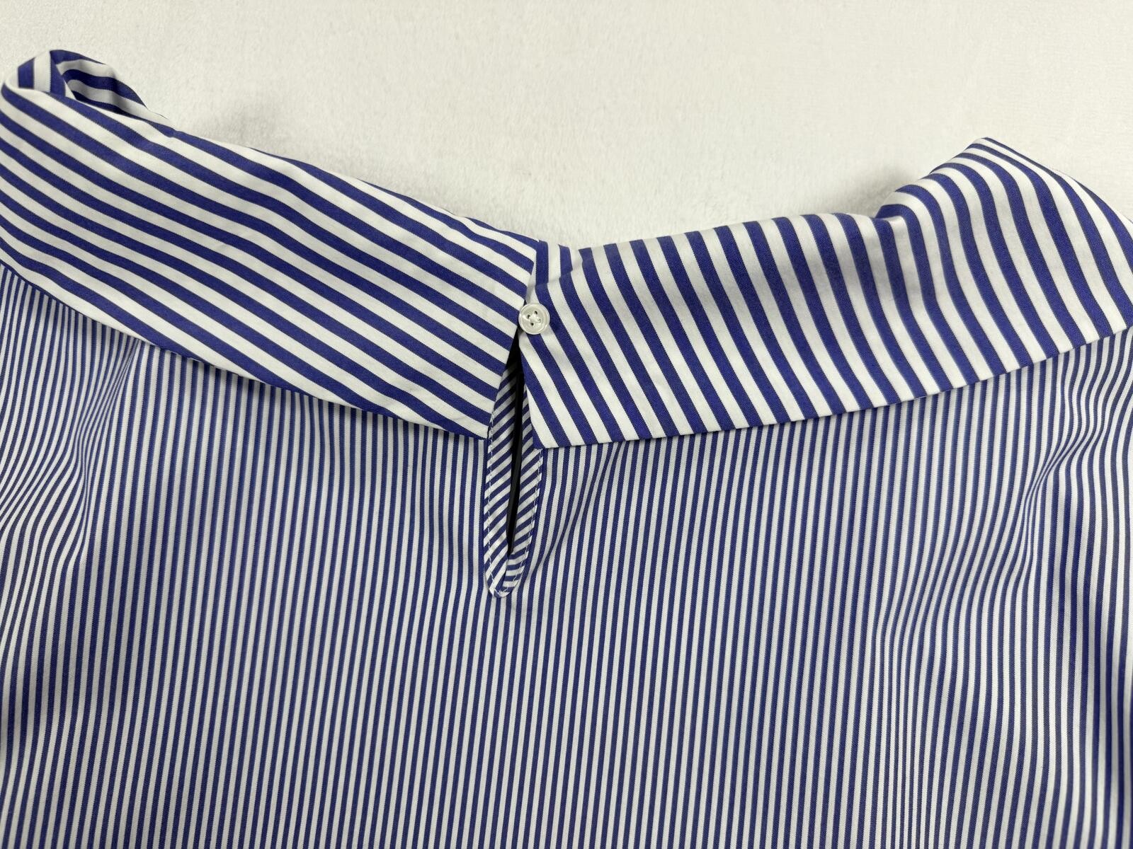 Talbots Blue White Striped Boat Neck Blouse Size Small 3/4 Sleeve Cotton