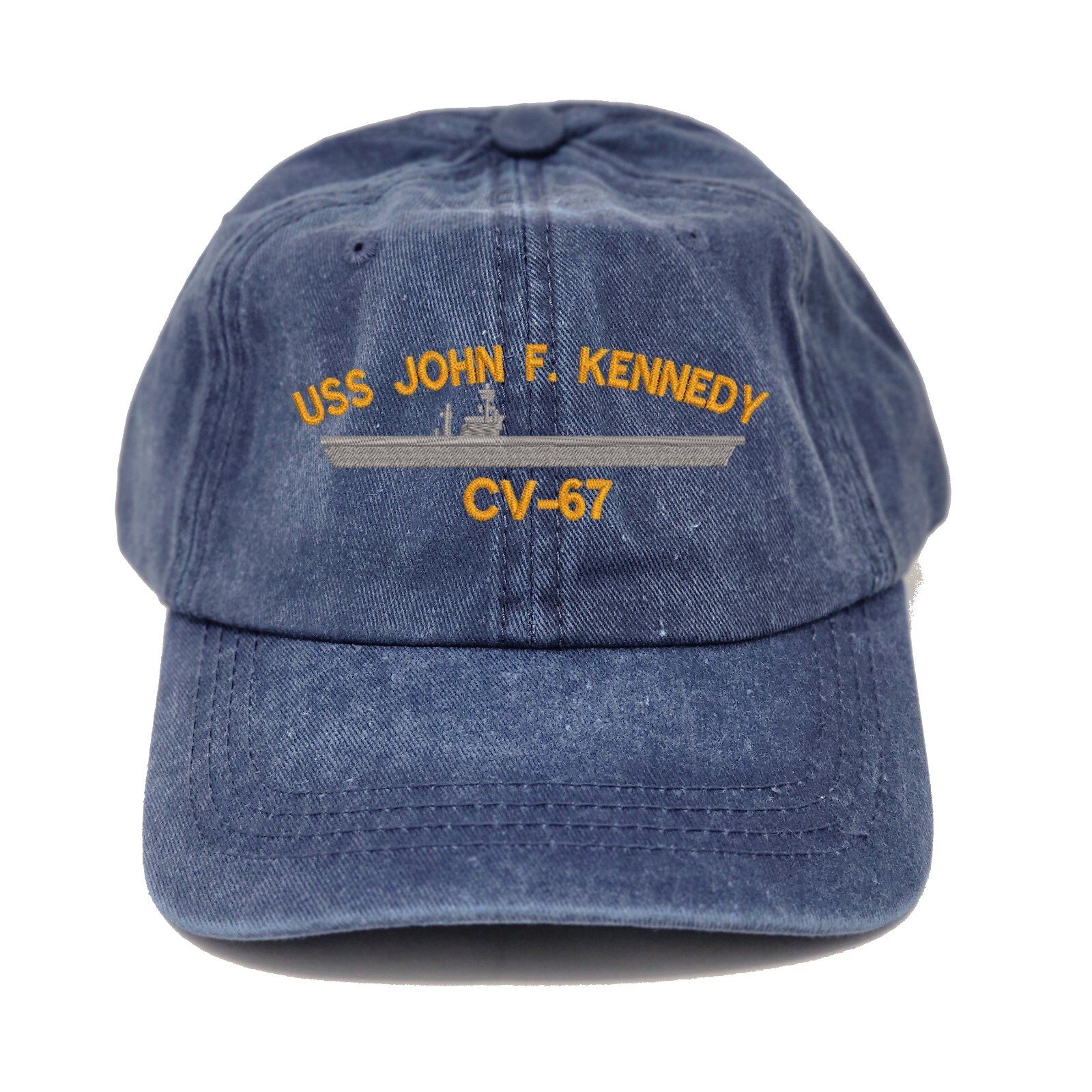 Uss cv-67 embroidered blue baseball cap hat, cotton blue cap