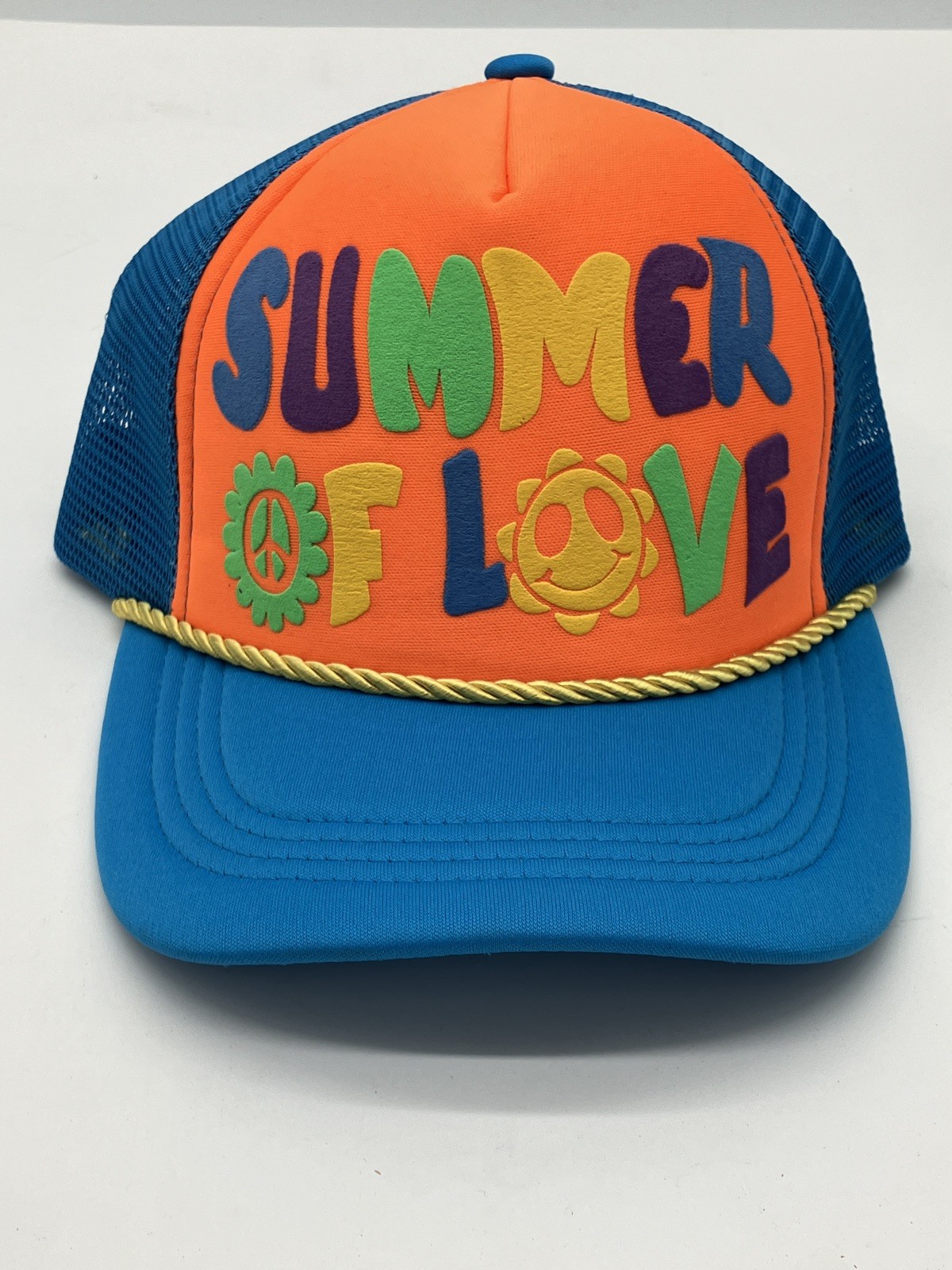 Summer Of Love Trucker Mesh Hat- Country-NWT- Peace Sign- Flower- Multi Color