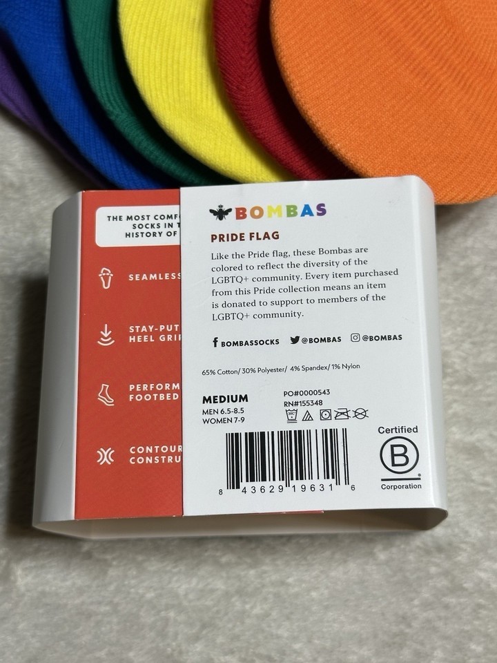 Bombas Women’s No Show Multicolor Socks 6-Pack Size Medium