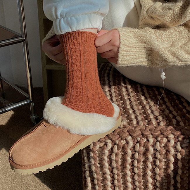 5 Pairs Wool Crew Design Knit Thick Soft Warm Fuzzy Color Girl Women Boots Socks