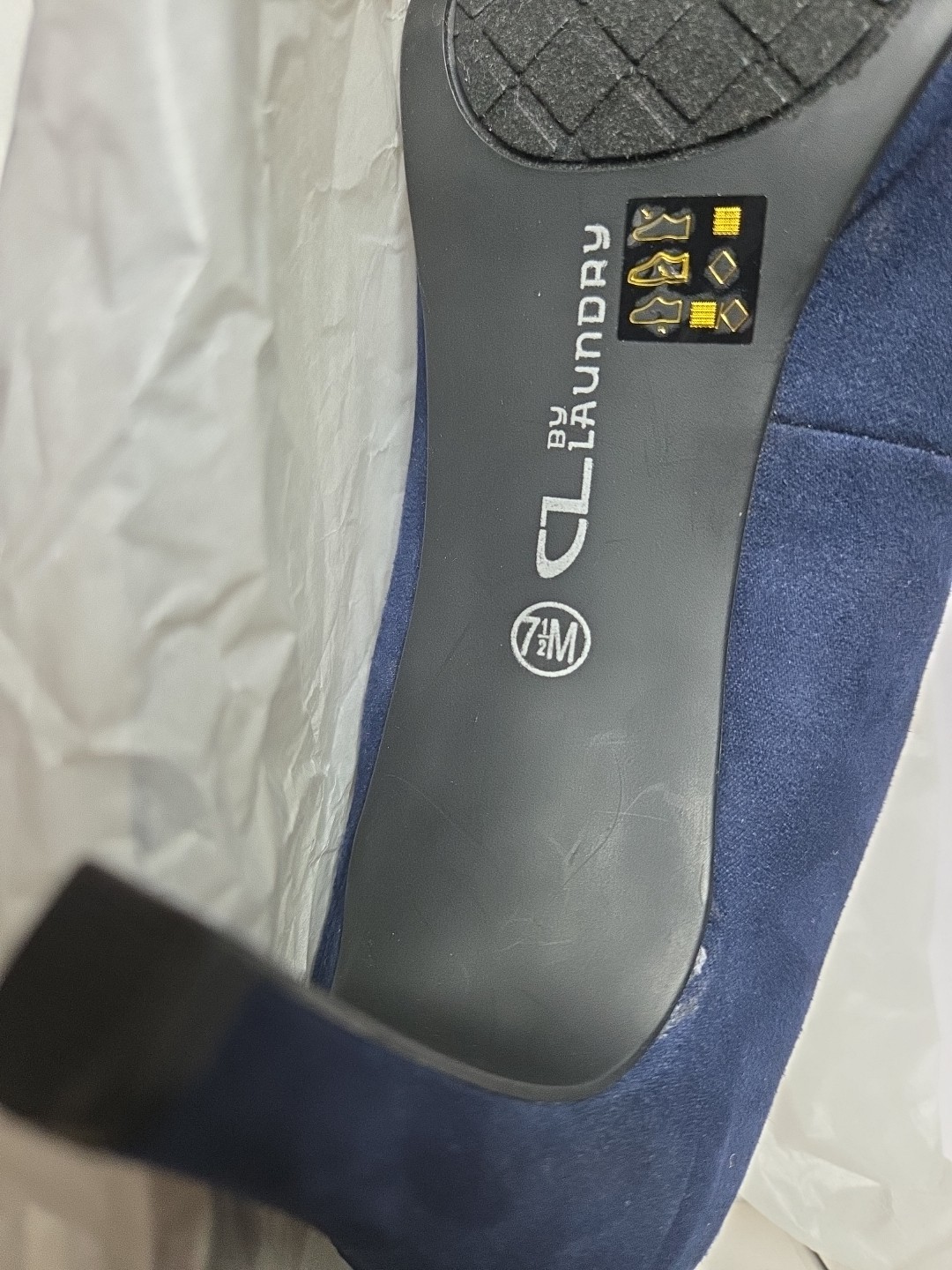 CL by Laundry Nakia Peep Toe Heel Pump, Navy Blue Suede, NIB, Size 7.5M