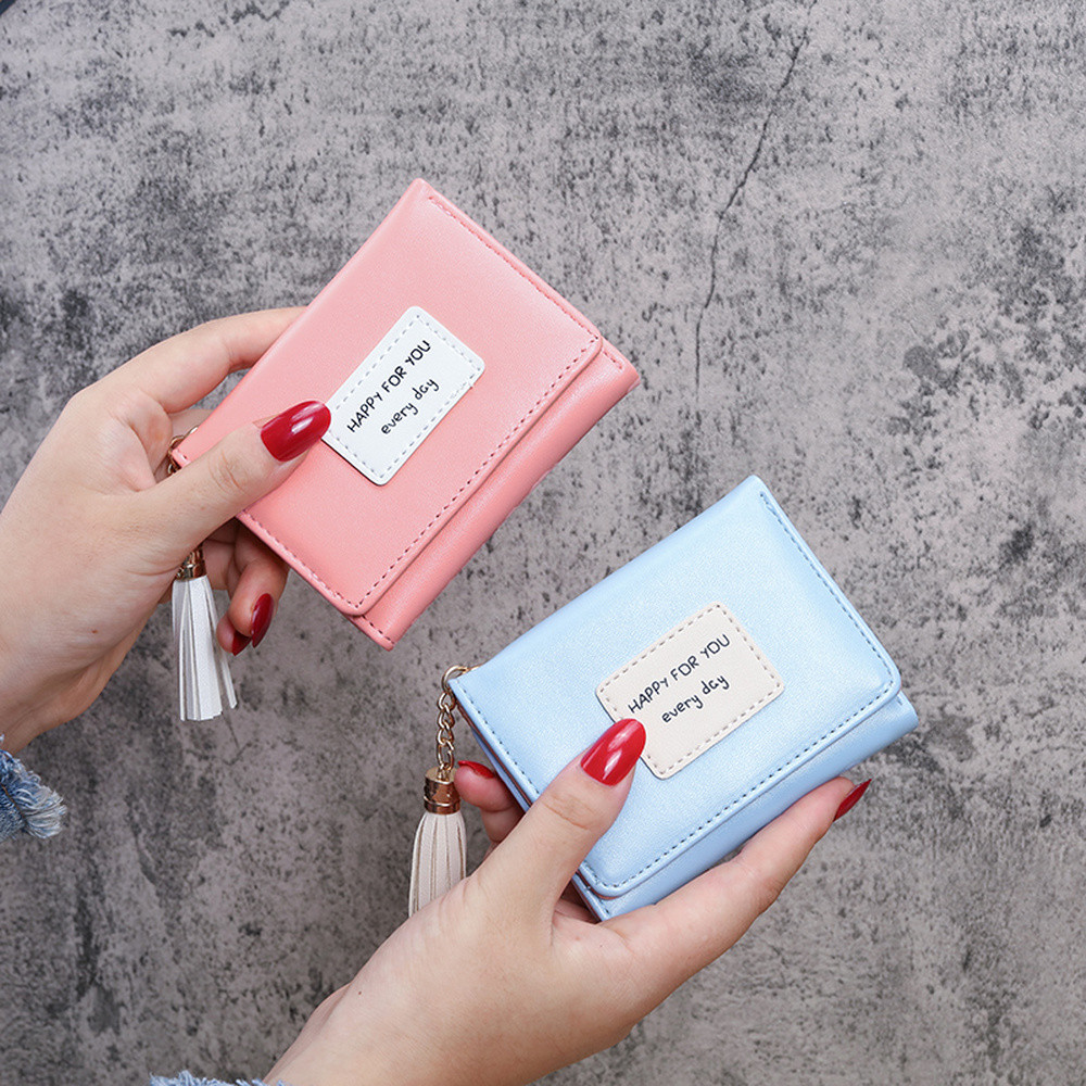 RFID Blocking Women Small Leather Wallet Credit Card Holder Mini Trifold Purses