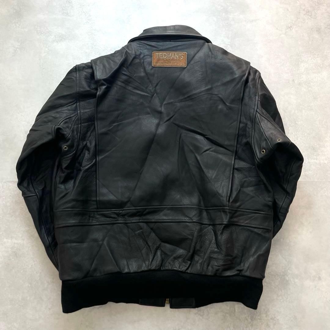 AVIREX TEDMAN leather Jacket Blouson Coat Men Size L Black Genuine