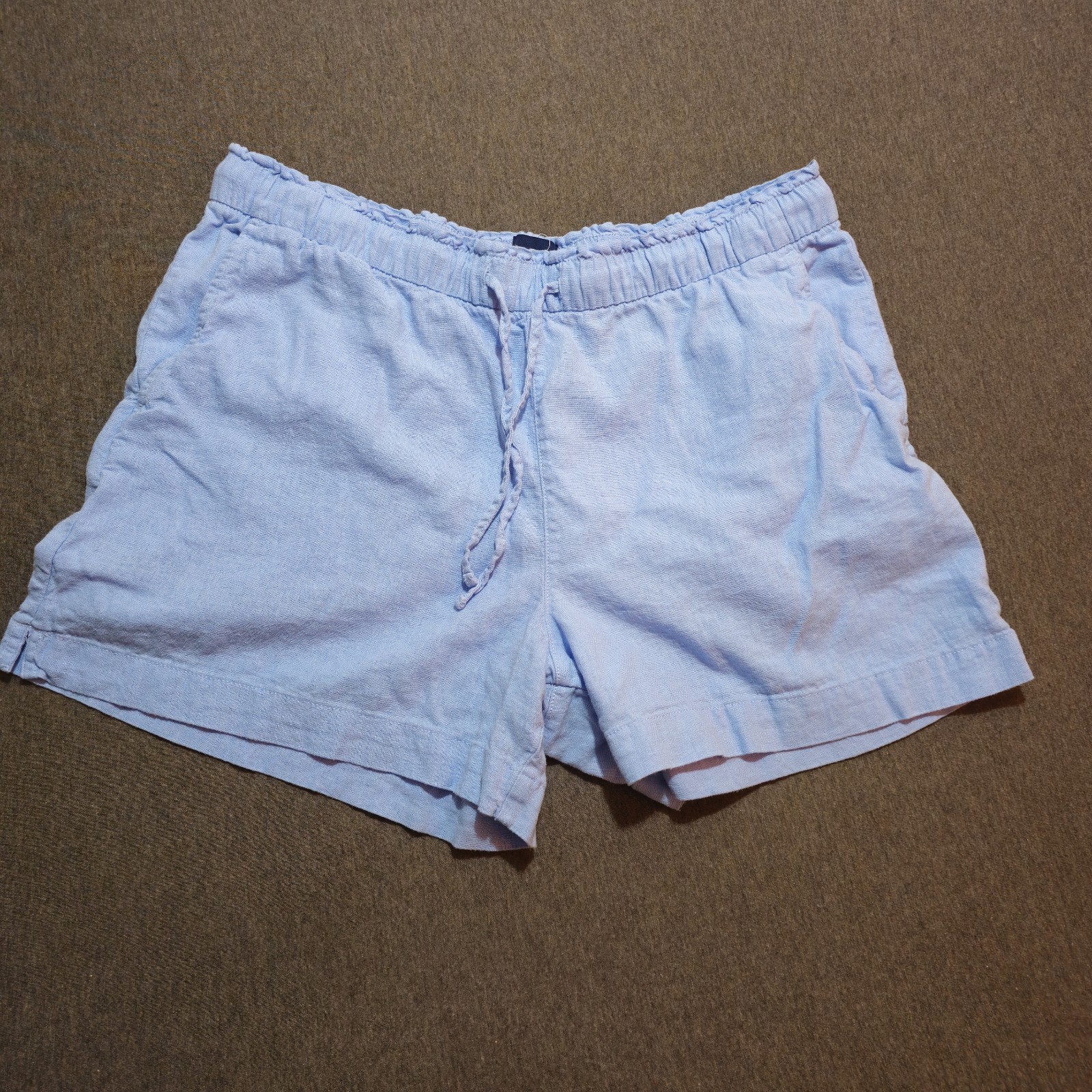 GAP Blue Linen Blend Drawstring Pull On Summer Casual Shorts Size Large