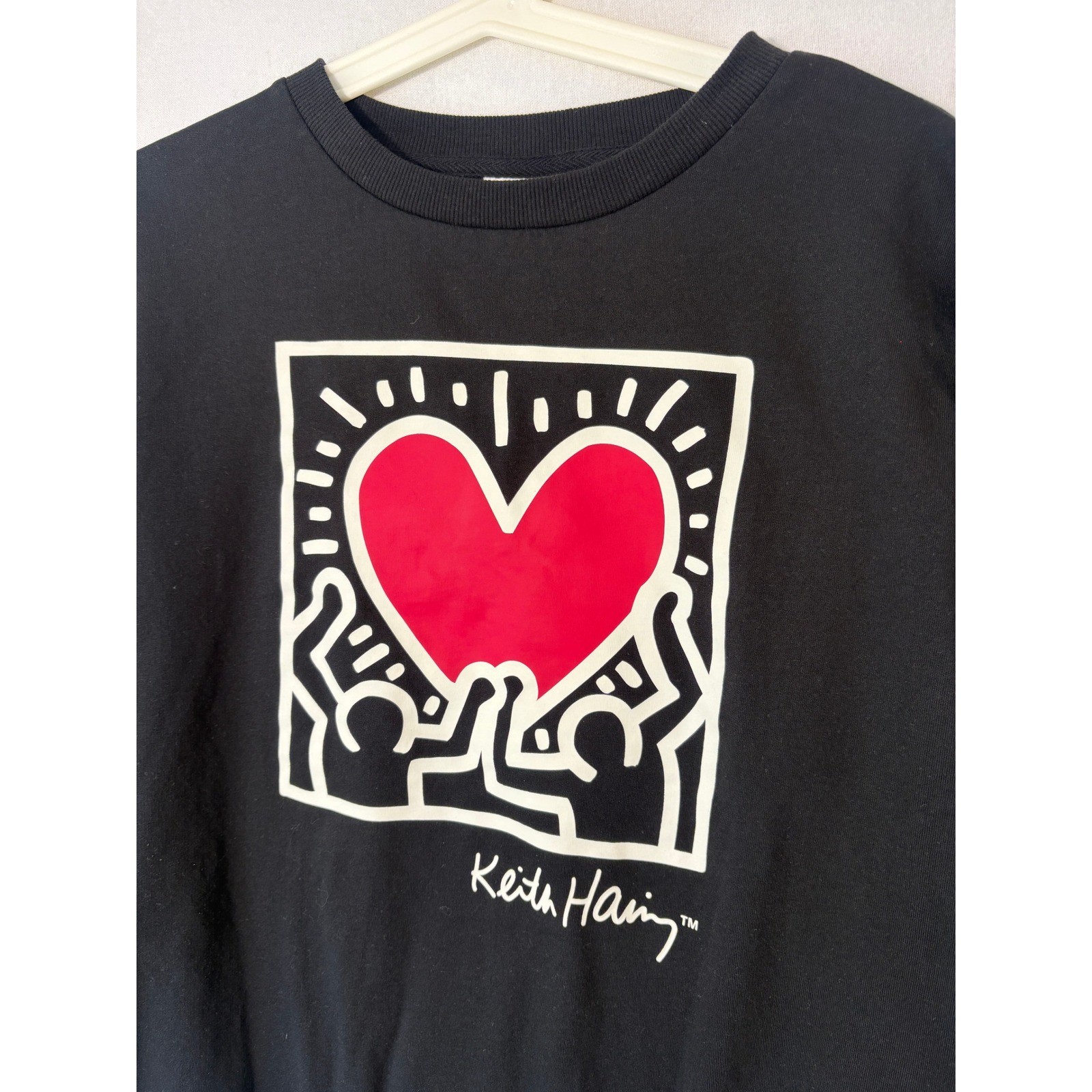Keith Haring Radiant Heart Graphic Sweatshirt Black Crewneck Pullover Medium