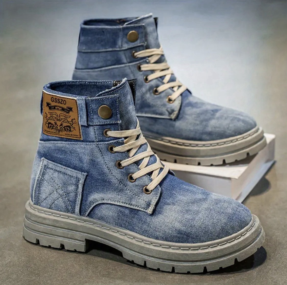 Men’s Canvas High Top Boots Denim Ankle Everyday & Formal Size 10
