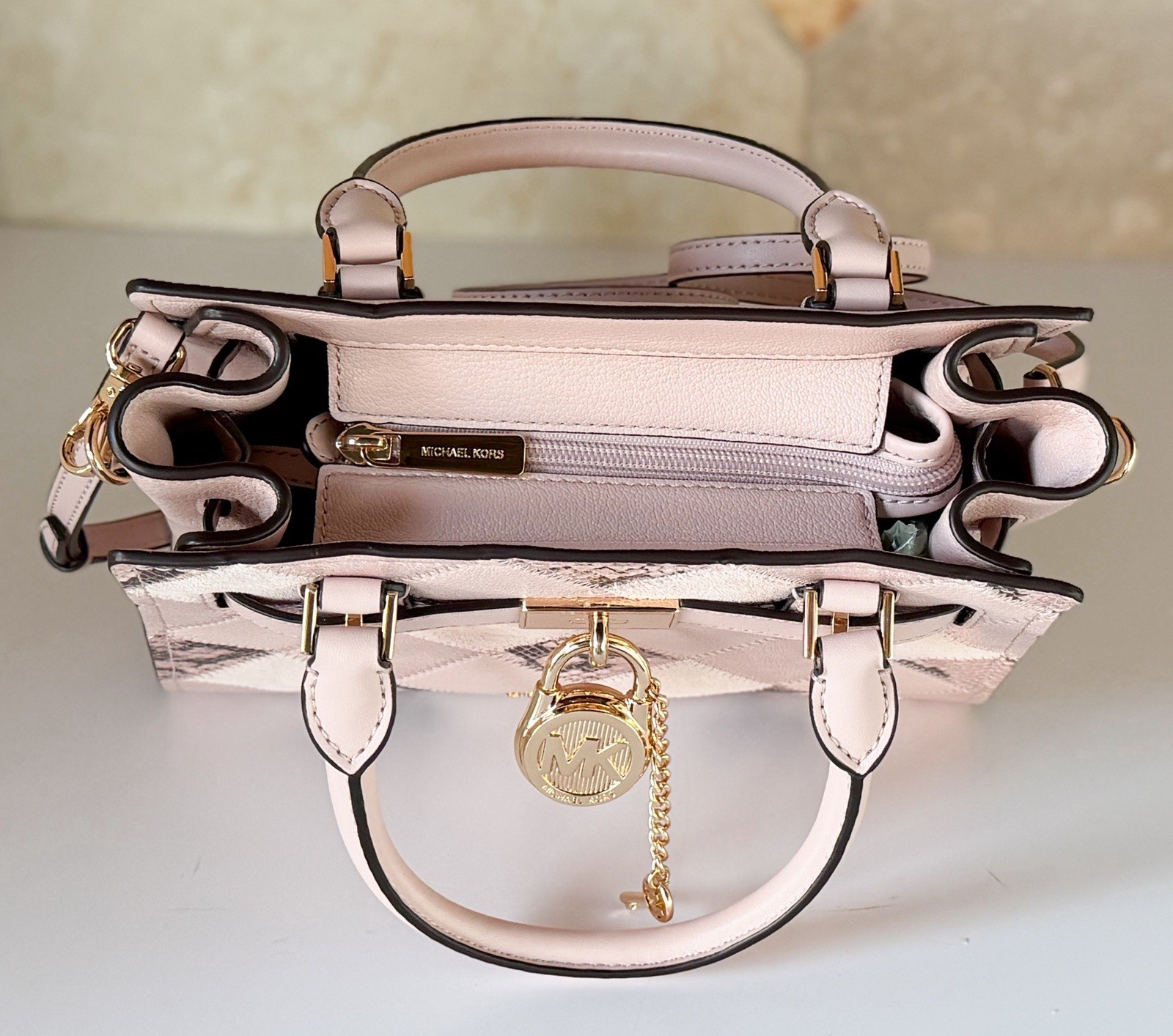 Michael Kors Hamilton Small Satchel Shoulder Crossbody Bag Exotic Pink Multi