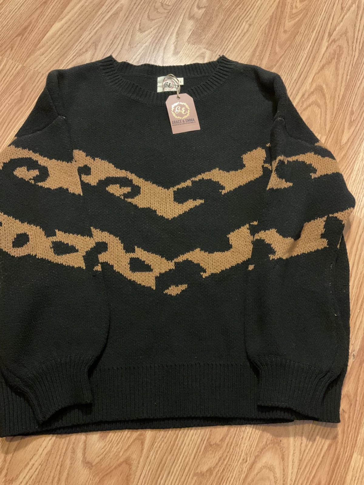NWT:Grace & Emma Crewneck Sweater Knit Casual Long Sleeve Womens Sz.L