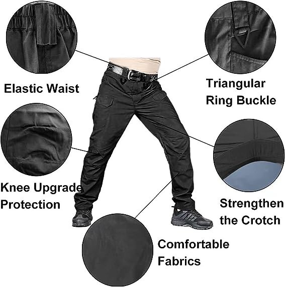 Mens Cargo Pants Tactical Waterproof Work Hiking Combat Outdoor Trousers Pants