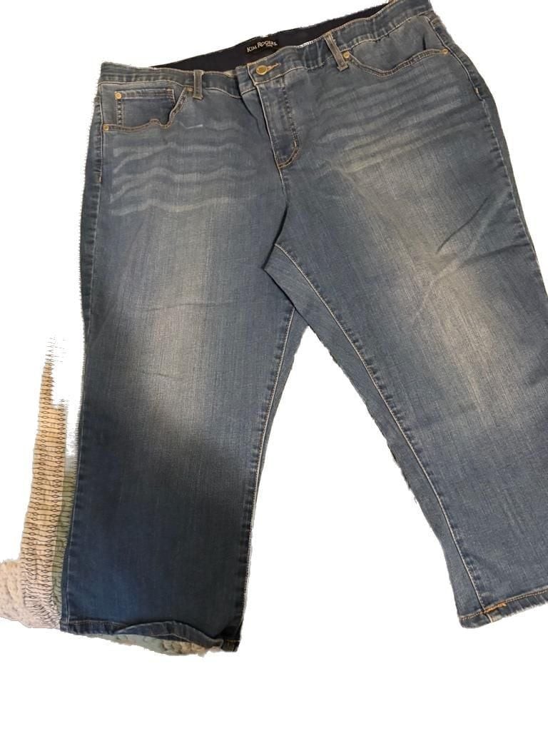 Kim Rogers Womens Pull On Tummy Control Crop Denim Jeans Size 18W