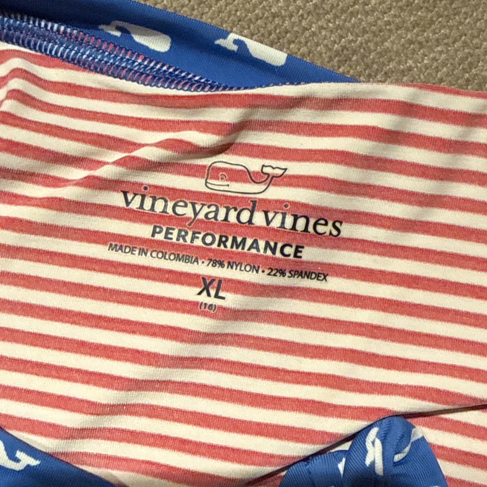 Vineyard Vines Performance Quarter-Zip Top – Youth XL (16) Red Blue White Stars