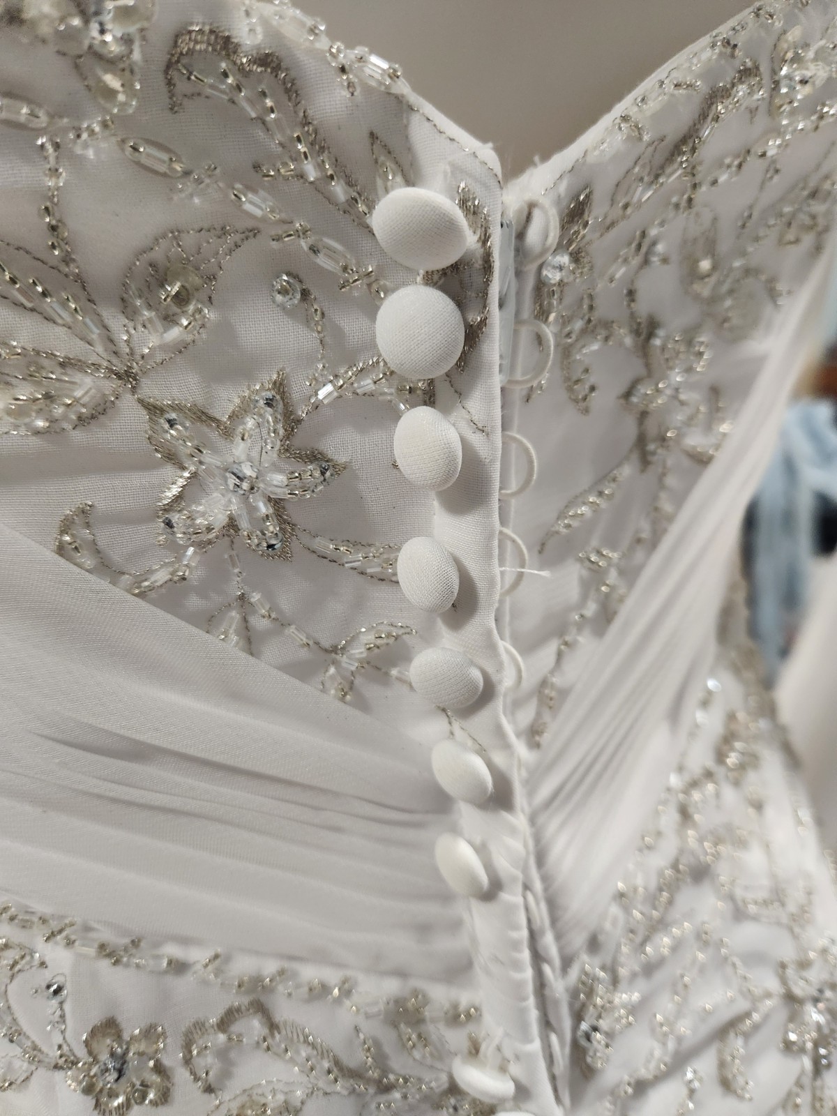Mori Lee by Madeline Gardner White Strapless Beaded A-Line Wedding Dress 8