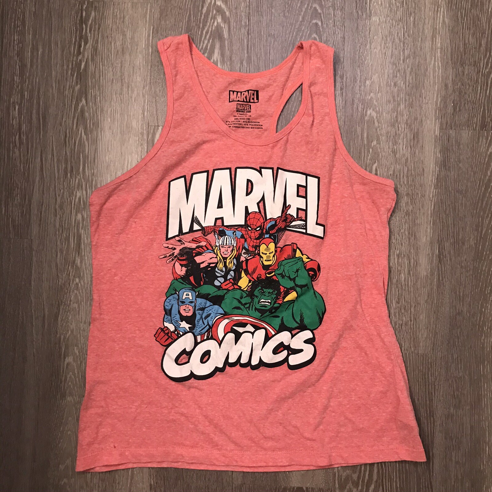 Marvel Comics Avengers Graphic Tank Top Women’s XXL Coral Pink Racerback