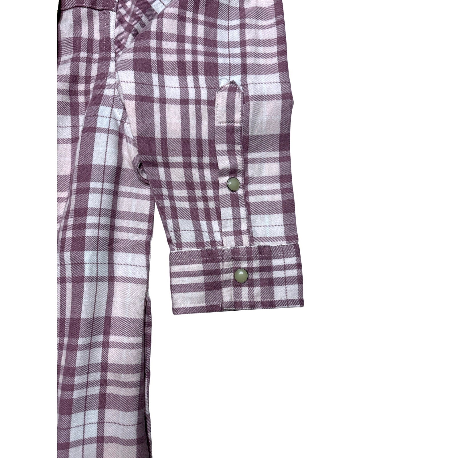 Jachs Girlfriend Womens Purple White Plaid Long Sleeve Snap Button Shirt Small