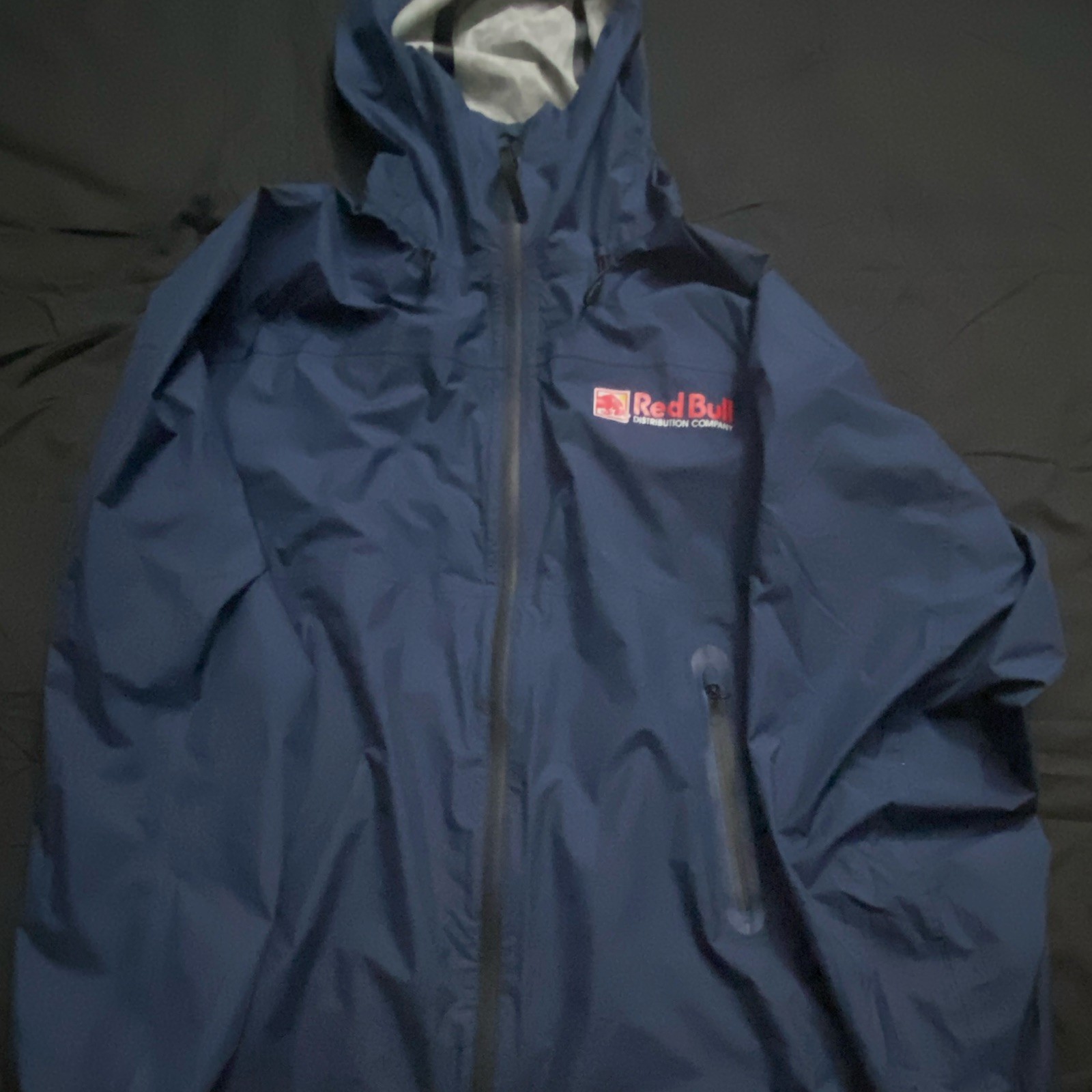 Red Bull Men’s Blue Hooded Full-Zip Windbreaker Jacket Logo Size M