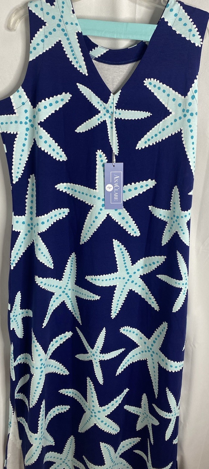 Ana Clare Emilee Dress Sz XL Starfish Print Maxi NEW