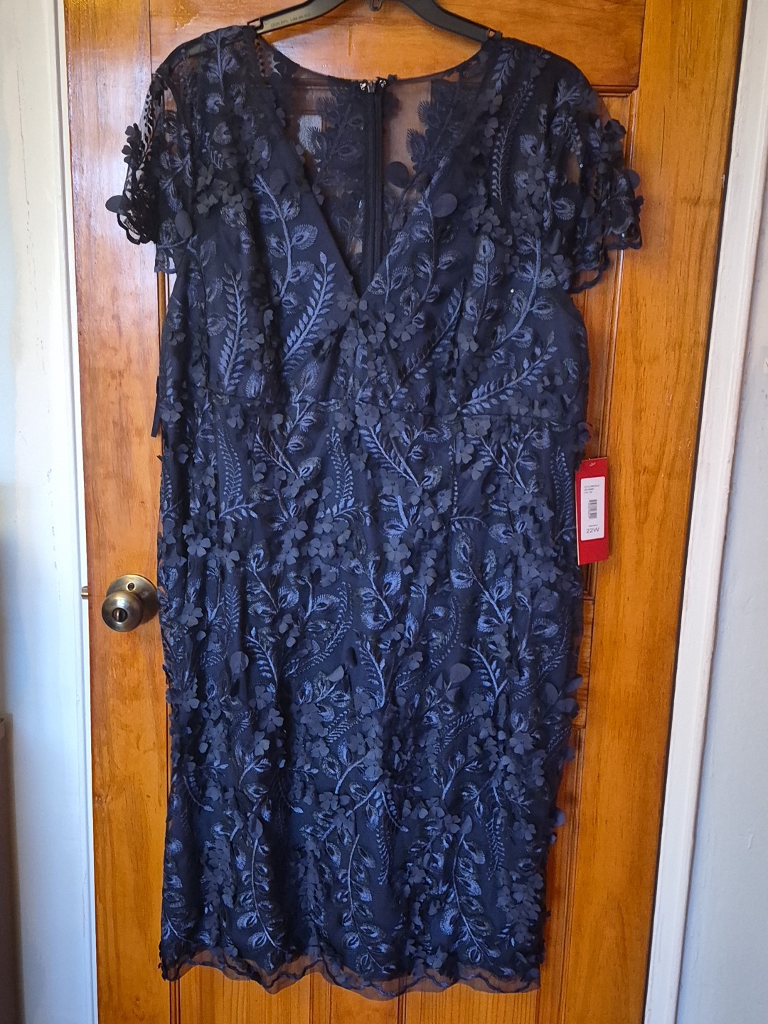 Carmen Marc Valvo Infusion 3D Blue Lined Dress size 22W NWT