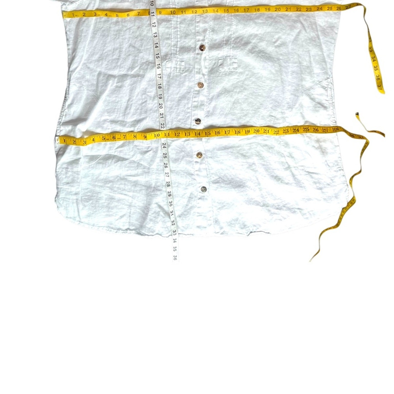 Plus Size Top Solid White Linen 1X Vintage Shirt Lagenlook Tunic Blouse Relaxed