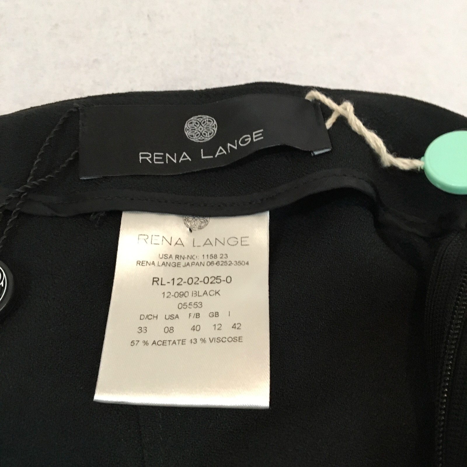 Rena Lange Womens Dress Pants Size 8 Black High Rise Side Zip Wide Leg NWT