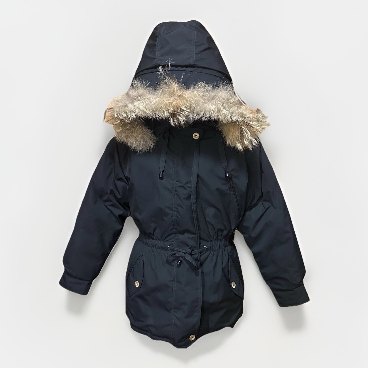 Eddie Bauer Canada Goose Down Women’s Large Parka Jacket Coat Coyote Fur Heavy