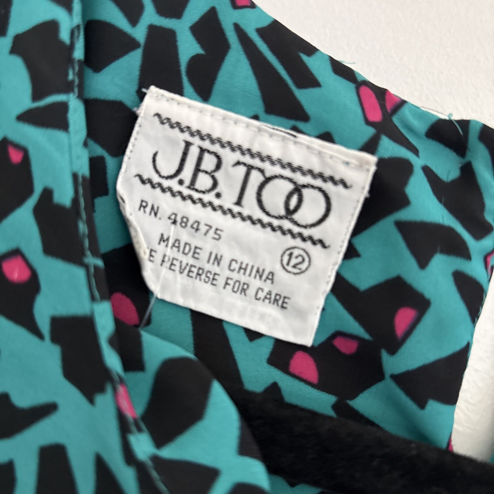 Vtg 80s 90s Teal Abstract Secretary Dress – 12