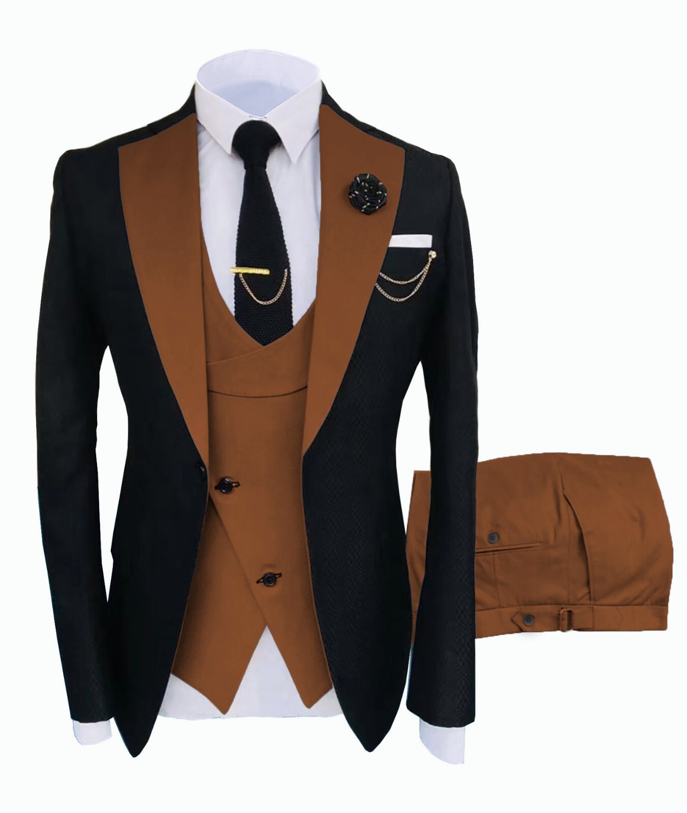Mens 3Pcs Suit Groomsmen Formal Wedding Homecoming Prom Party Tuxedo Suit M L XL