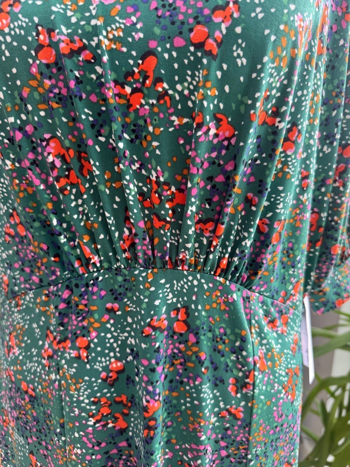 New!! Fabulous OASIS Green & Multicoloured Silky Jersey Midi DRESS, Large *6