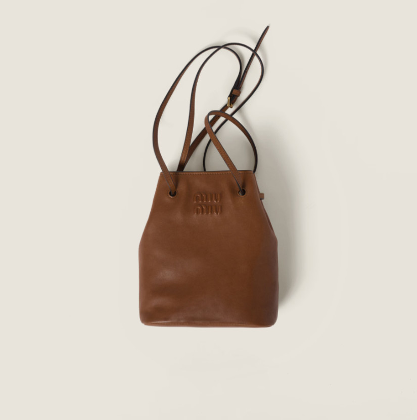 Miu Miu Mini Bucket Bag Brown Nappa Leather Crossbody NWT Italy