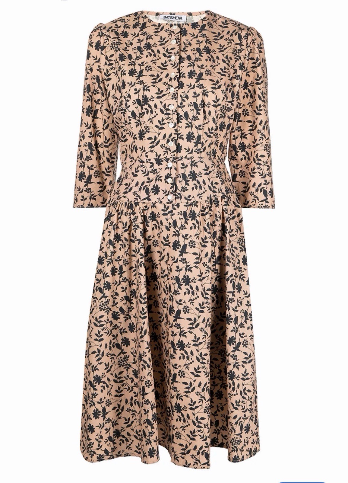 Batsheva Lucille Floral Prairie Dress Size 0 Cotton Poplin Midi Cottagecore