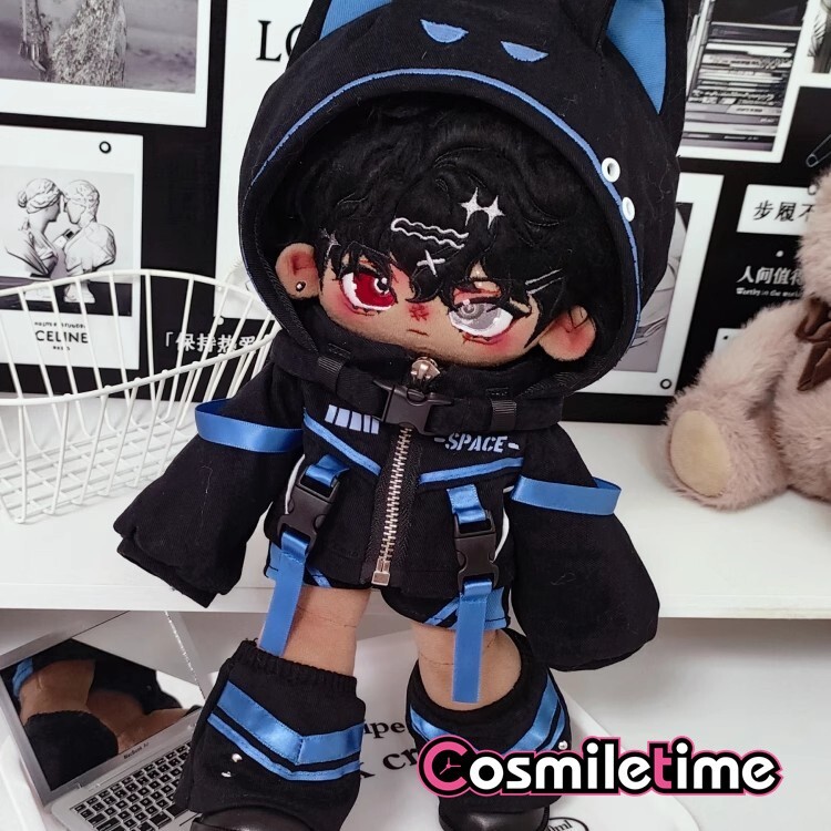 Functional Dark Punk Cool Handsome Set Fit 30cm Plush Doll Charge Jacket Gift YZ