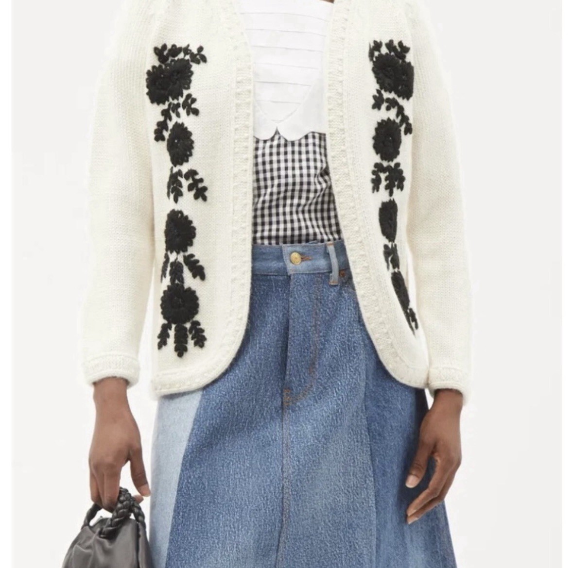Batsheva Floral Embroidered Alpaca Blend Cardigan Sweater XS