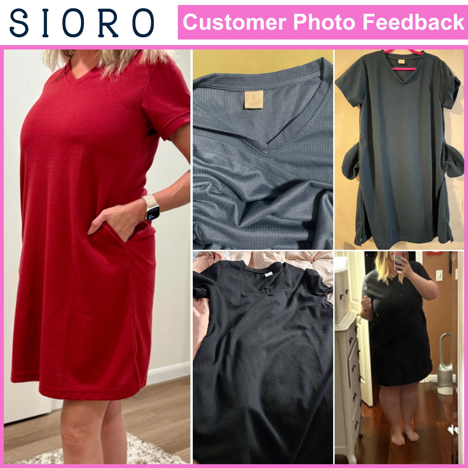 SIORO Women Short Sleeve Nightgowns Comfy Sleepshirt Sleepwear Waffle Loungewear