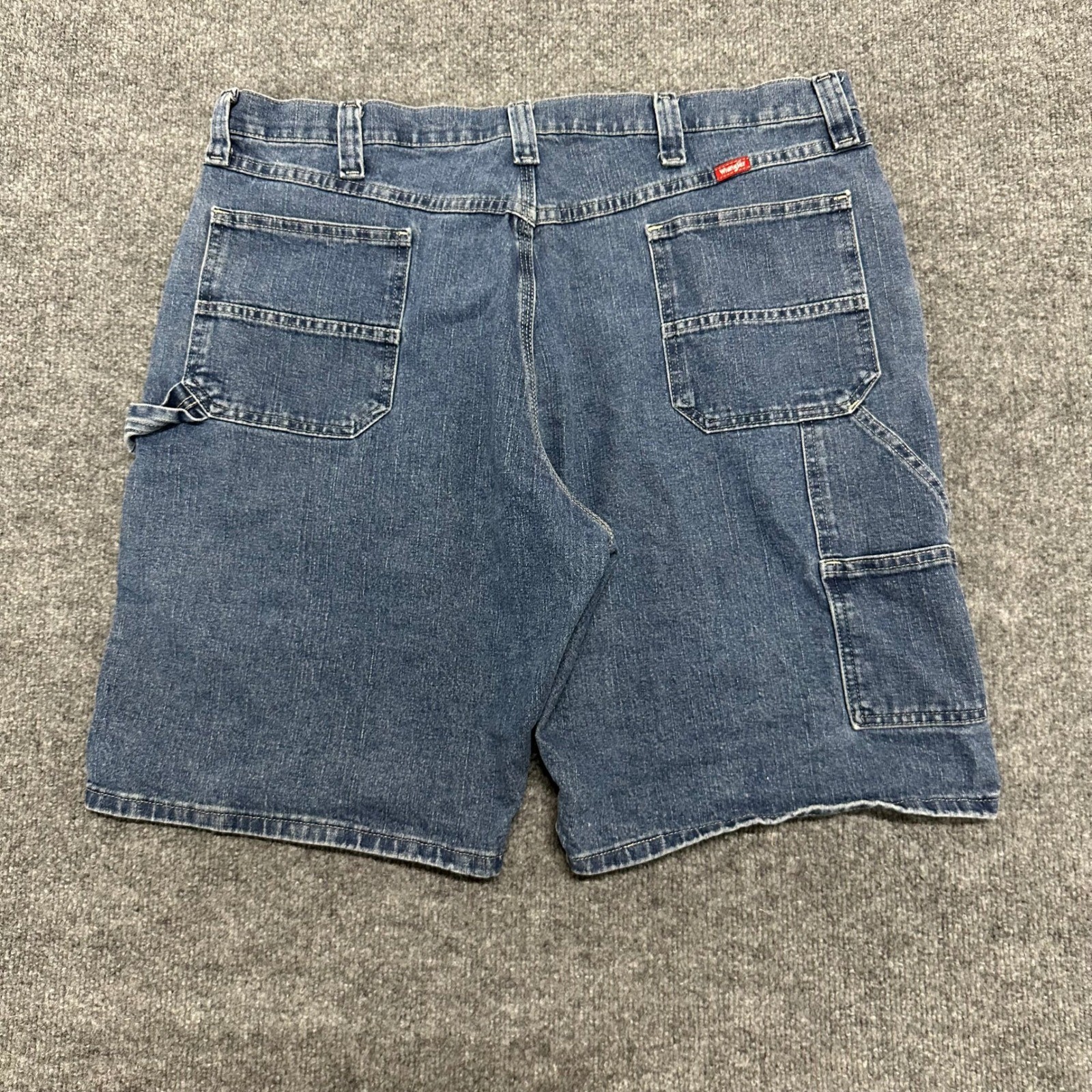 Wrangler Shorts Mens Size 40 Blue Denim Carpenter Relaxed Fit Utility Workwear