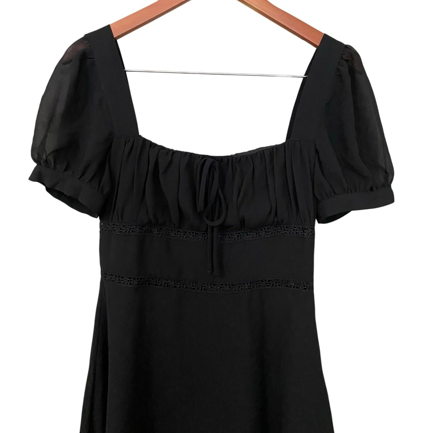 Privacy Please Barlow Mini Dress Small Milkmaid Babydoll Chiffon LBD Revolve