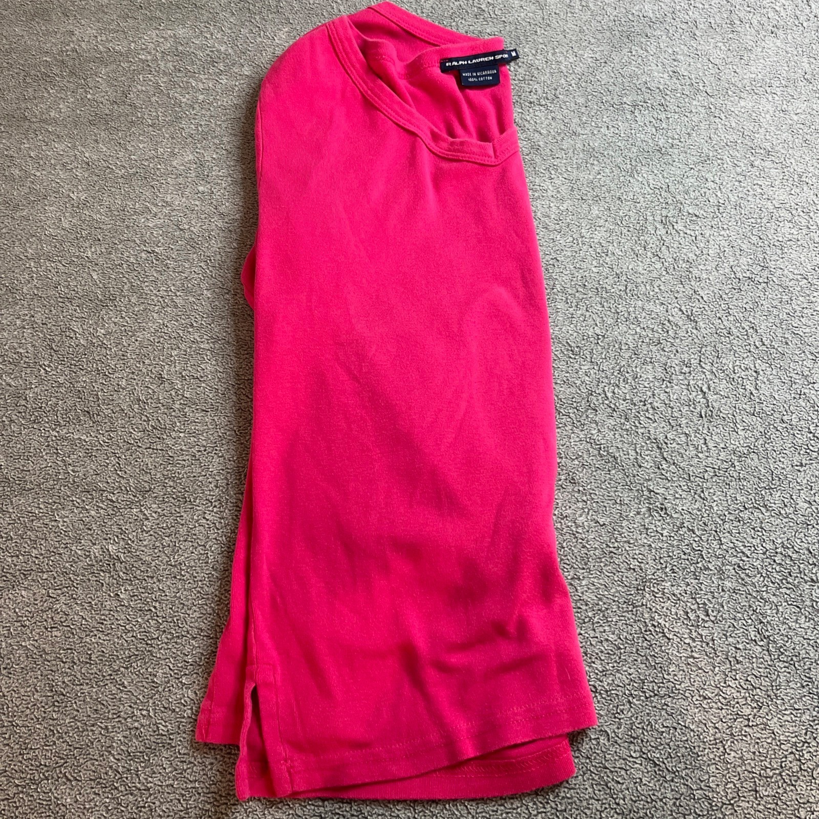 Ralph Lauren Sport Womens pink polo 100% cotton Long Sleeve size Medium B176