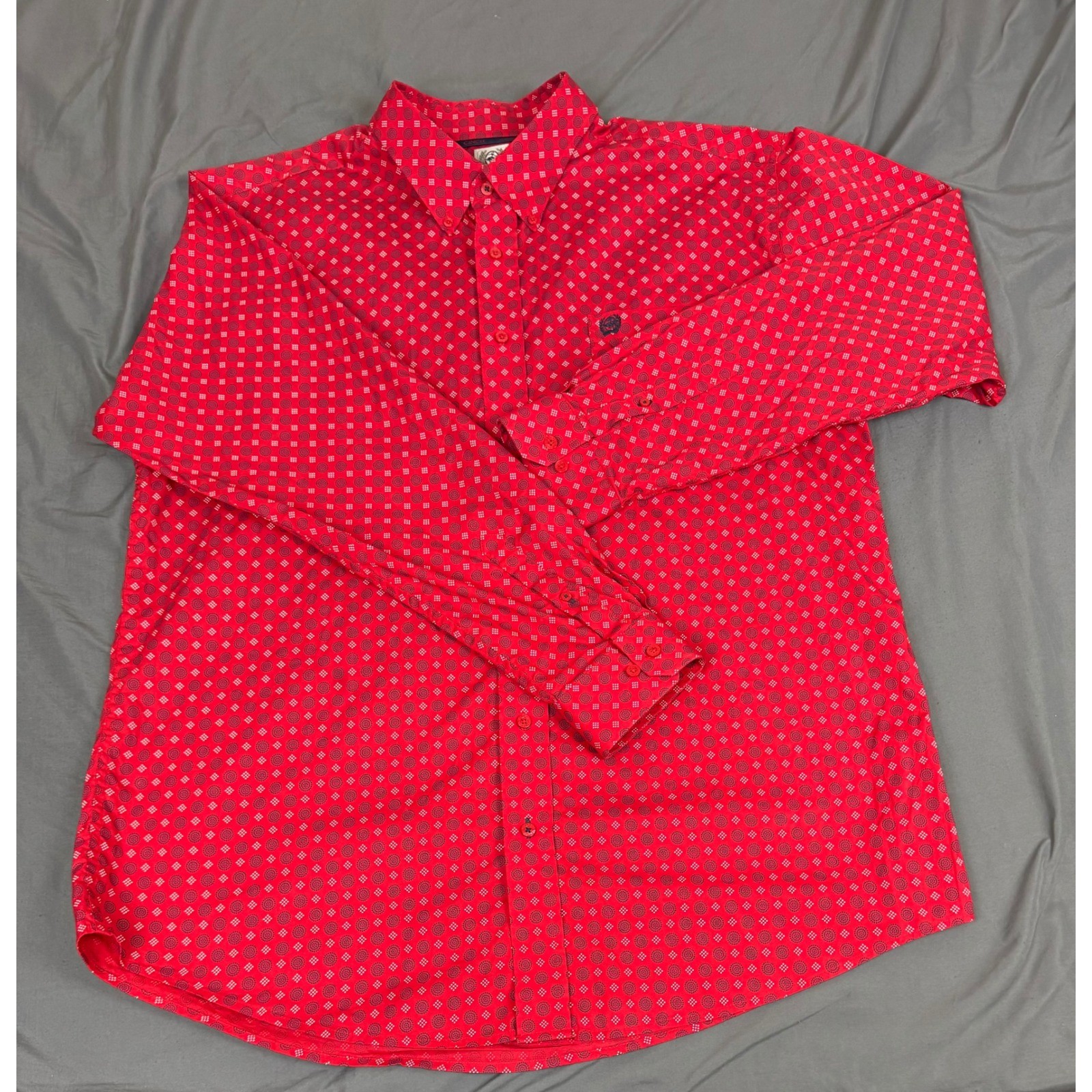 Cinch Mens Western Button Down Shirt Red Geometric Print MTW1105280 Large L